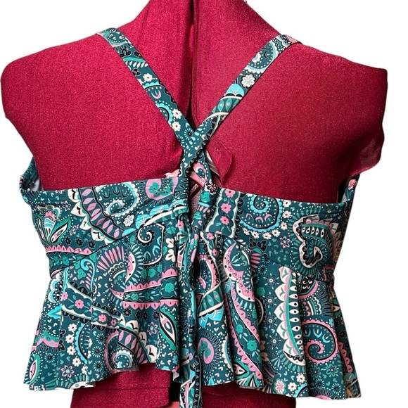 NWT Cupshe Colorful Paisley Halter ruffle Bikini Top adjustable straps Top only - Picture 3 of 7
